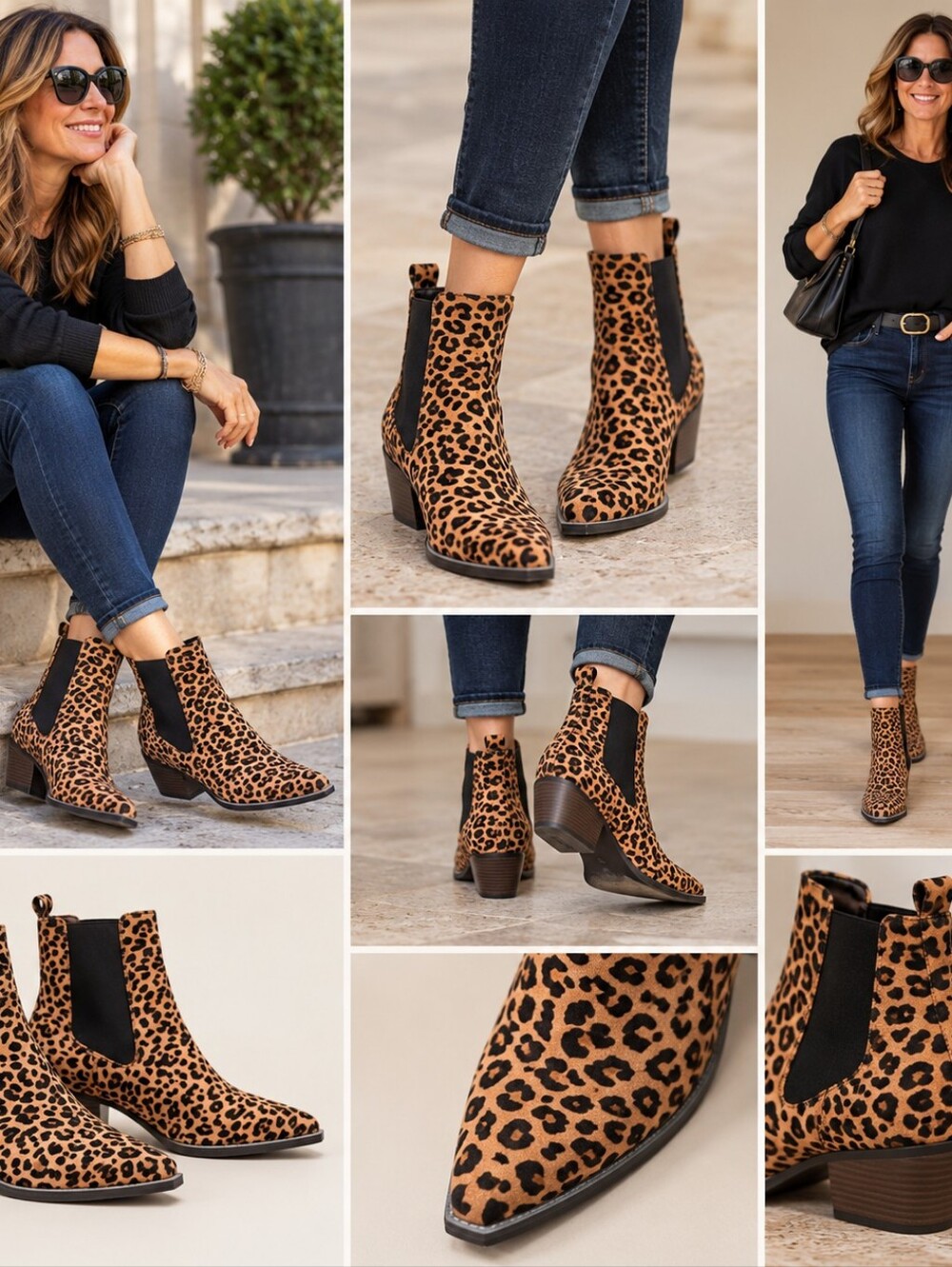 🆕️Bullboxer Leopard Print Chelsea Ankle Boots – Size 8.5